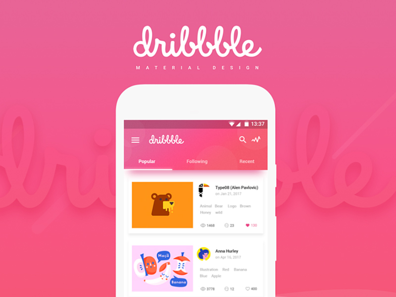 Dribbble material design
