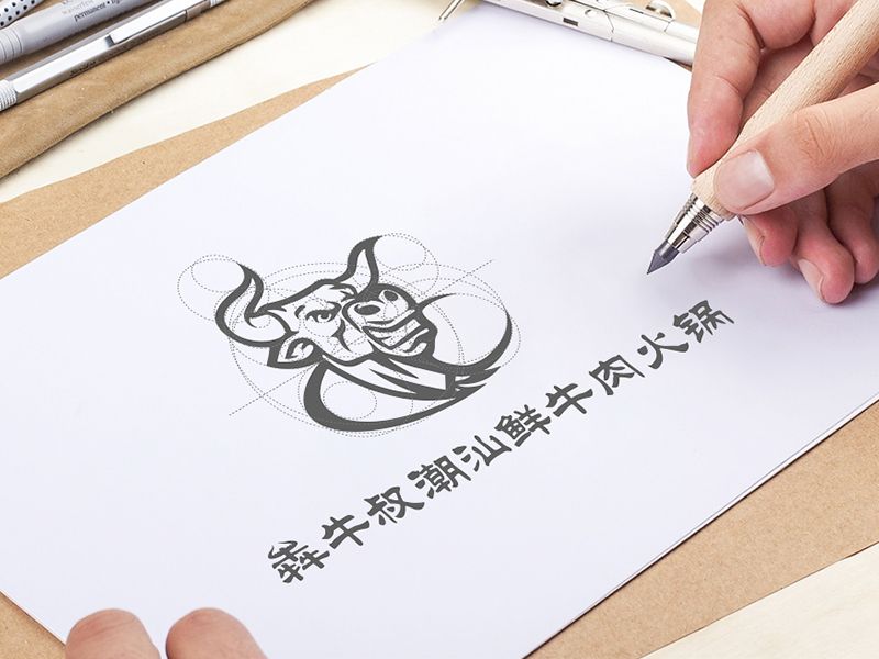 犇牛叔潮汕鲜牛肉火锅店标志丨线下品牌提案   